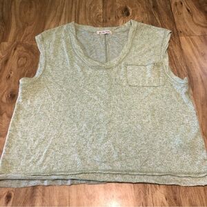 We The Free Oversized Raw Hem Pocket Tank Shirt Womens Size Medium Pastel Green